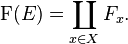 \matrm F (E) = \koprod_ {
ks\in Xa}
F_x.