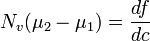 N_v (\mu_2 - \mu_1) = \frac {df}{dc}