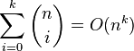 \sum_ {
i 0}
^ {
k}
{
\binom {
n}
{
mi}
}
= o (n^k)