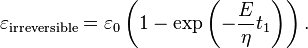 \varepsilon_\matrm {
nemaligebla}
= \varepsilon_0 \left (1--\eksp \left (\frac {
E}
{
\eta}
t_1\right) \right).