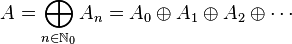 = \bigoplus_ {
n\in \matb N_0}
A_n = A_0 \oplus A_1 \oplus A_2 \oplus \cdots