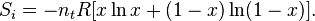 S_i=-n_tR[x\ln x+(1-x)\ln(1-x)].