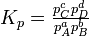 K_p = \textstyle\frac{p_C^c p_D^d}{p_A^a p_B^b}