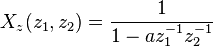 Ks_z (z_1, z_2) = \frac {
1}
{
1 - az_1^ {
- 1}
z_2^ {
- 1}
}