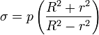 sigma=pleft(frac{R^2+r^2}{R^2-r^2}right)