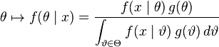 \theta \mapsto f (\theta \mid x) = \frac {
f (x \mid \theta) '\' 