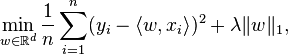 \min _ {
w\in \matb {
R}
^ {
d}
}
{
\frac {
1}
{
n}
}
\sum _ {
i 1}
^ {
n}
(i_ {
mi}
\langle w, ks_ {
mi}
\rangle)^ {
2}
+\lambda '\' 