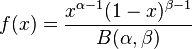 f (x) = \frac {
ks^ {
\alpha-1}
(1-x)^ {
\beta-1}
}
{
B (\alpha, \beta)}