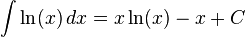 \int \ln(x) \, dx= x \ln(x) - x + C\,