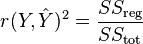 
r(Y,\hat{Y})^2 = \frac{SS_\text{reg}}{SS_\text{tot}}
