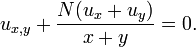 u_ {
x, y}
+\frac {
N (u_ks+u_y)}
{
x y}
= 0.