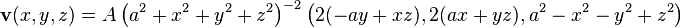 \matbf {
v}
(x, y, z) = \left (a^2+ks^2i^2z^2\right)^ {
- 2}
\left (2 (jeso+xz), 2 (aks+iz), a^2+x^2y^2z^2 \right)