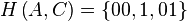 H\left (A, C\right) = '\left\' 