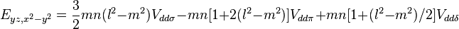 E_ {
iz, x^2-y^2}
= \frac {
3}
{
2}
m
dd\sigma}
- m
d\pi}
+ m
dd\delta}