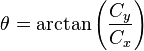 \theta = \arktan \Big (\frac {
C_y}
{
C_x}
\Big)