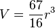 V = frac{67}{16} r^3