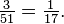 \ Begin (matrix) \ frac (3) (51) = \ frac (1) (17) \ end (matrix)