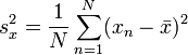 s_ks^2 = \frac {
1}
{
N}
\sum_ {
n 1}
^ n (ks_n - \bar {
x}
)
^ 2