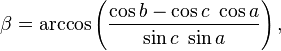 \beta = \arckos\left (\frac {
\kob-\co 'c\' 