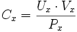 C_x=\frac {U_x \cdot V_x} {P_x}