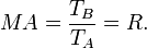Ma = \frac {
T_B}
{
T_A}
= R.