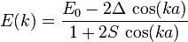 E (k) = \frac {
'E_0-2\Delta\' 