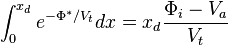 \int_0^{x_d} e^{-\Phi^* / V_t}dx = x_d \frac{\Phi_i - V_a}{V_t}