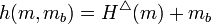 h (m, m_b) = H^\triangle (m) + m_b