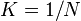 K = 1/N