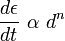 \frac {
d\epsilon}
{
dt}
\alpha ~d^n