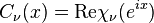 C_\nu (x) = \mboks {
Re}
\ki_\nu (e^ {
ixa}
)