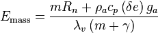 E_ {
\matrm {
maso}
}
\frac {
m R_n-+ \rho_a c_p \left (\delta e \right) g_a}
{
\lambda_v \left (m + \gamma \right)}