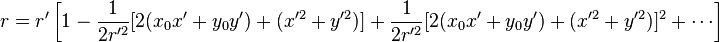 r r'\left [xxx] + \frac {
1}
{
2r'^2}
[xxx]^ 2+ \cdot'oj}
\right]