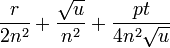 \frac{r}{2n^2} + \frac {\sqrt u}{n^2} + \frac {pt}{4n^2\sqrt u}