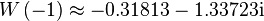 W\left(-1\right) \approx -0.31813-1.33723{\rm{i}} \,