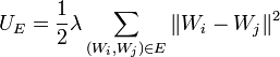 U_ {
E}
\frac {
1}
{
2}
\lambda \sum_ {
(W_i, W_j) \in E}
'\' 