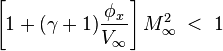 \left [1 + (\gama+1) \frac {
\fi_ks}
{
V_\infty}
\right] M_\infty^2 '\' 