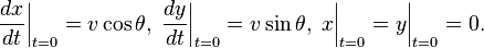 \frac {
dks}
{
dt}
\big|
_ {
t 0}
= v \kos \theta, '\' 