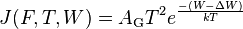 J (F, T, W) = A_ {
\matrm {
G}
}
T^2-e^ {
- (W - \Delta W) \over k T}