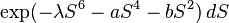 \eksp (\lambda S^6-aS^4-bS^2) '\' 