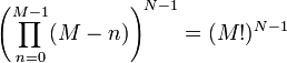 \ Lewo (\ Prod_ {n = 0} ^ {1} M (Mn) \ right) ^ {N-1} = (M!) ^ {1} N-