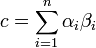 c = \sum_{i = 1}^n  \alpha_i \beta_i