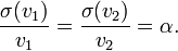 
\frac{\sigma(v_1)}{v_1}=\frac{\sigma(v_2)}{v_2}=\alpha.
