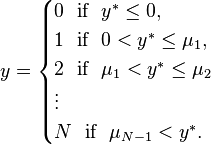 y \begin {
kazoj}
0~ \tekst {
se}
~i^÷ \le 0, \ 1~~ \tekst {
se}
~0<i^÷ \le \mu_1, \ 2~~ \tekst {
se}
~\mu_1< i^÷ \le \mu_2 \ \vdots \ N~~ \tekst {
se}
~ \mu_ {
N1}
< i^÷. 
\end {
kazoj}