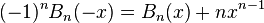 (- 1)^ n B_n (- x) = B_n (x) + nks^ {
n}
'\' 