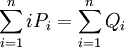 \sum_{i=1}^n iP_i=\sum_{i=1}^n Q_i