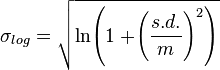 \sigma_ {
registradu}
= \sqrt {
'\ln\' 