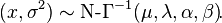 (x, \sigma^2) \sim \tekst {
N -}
\Gama^ {
- 1}
(\mu, \lambda, \alpha, \beta) '\' 