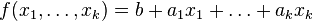 f (ks_1, \ldots, ks_k) = b-+ A1-ks_1-+ \ldots + a_k ks_k