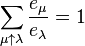 \sum_{\mu\uparrow\lambda}\frac{e_{\mu}}{e_{\lambda}}=1